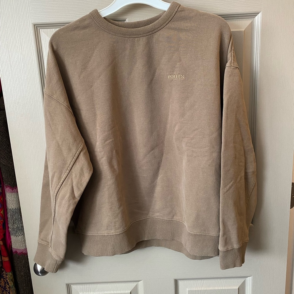 Roots Tan Crewneck Sweater Soft and Versatile